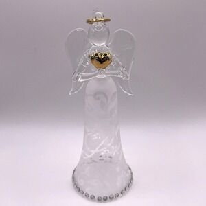 Lenox Joyous Tidings Love Angel 6" Etched Glass Christmas Ornament